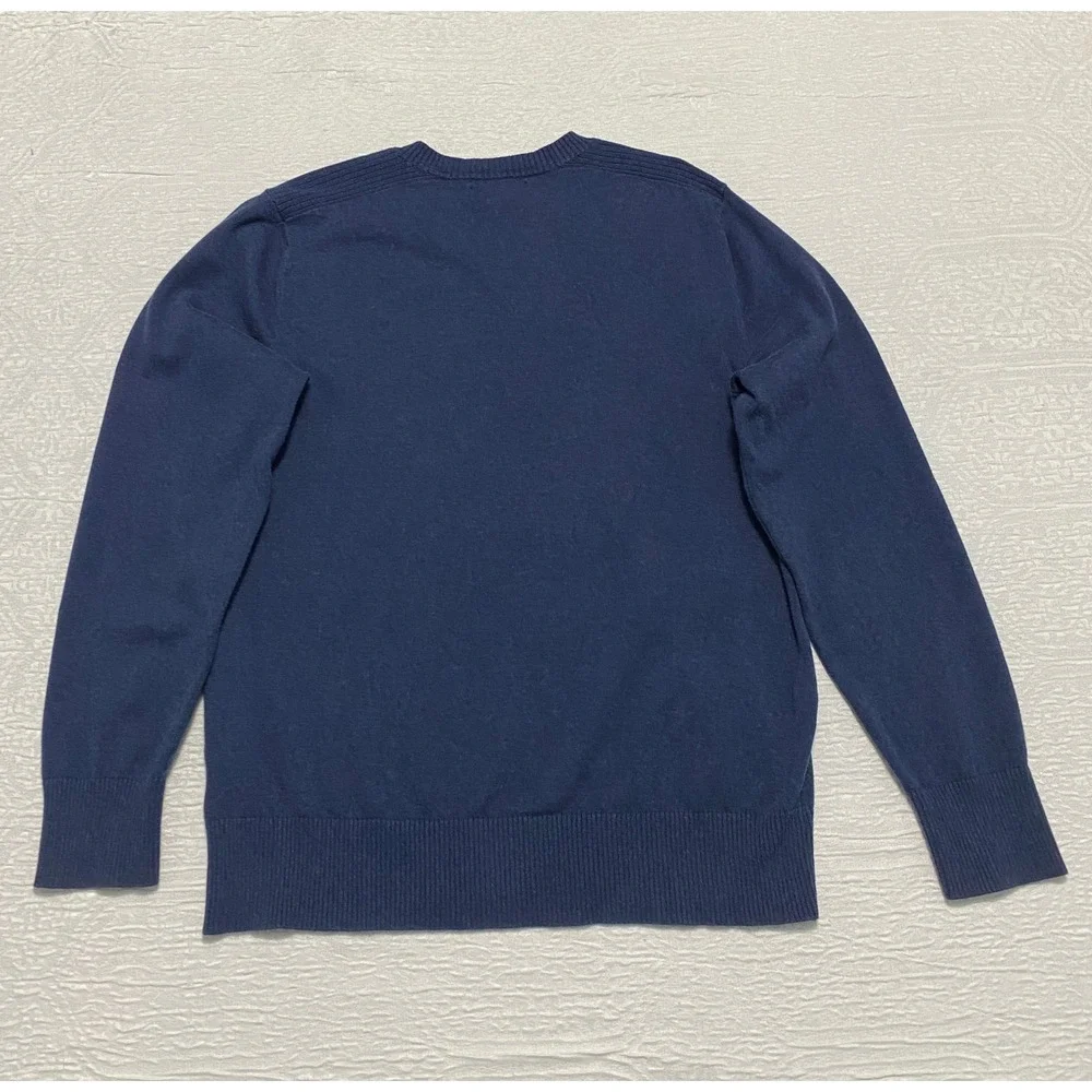 Banana Republic Mens V‎ Neck Sweater Medium Blue Cotton Knit Long Sleeve
